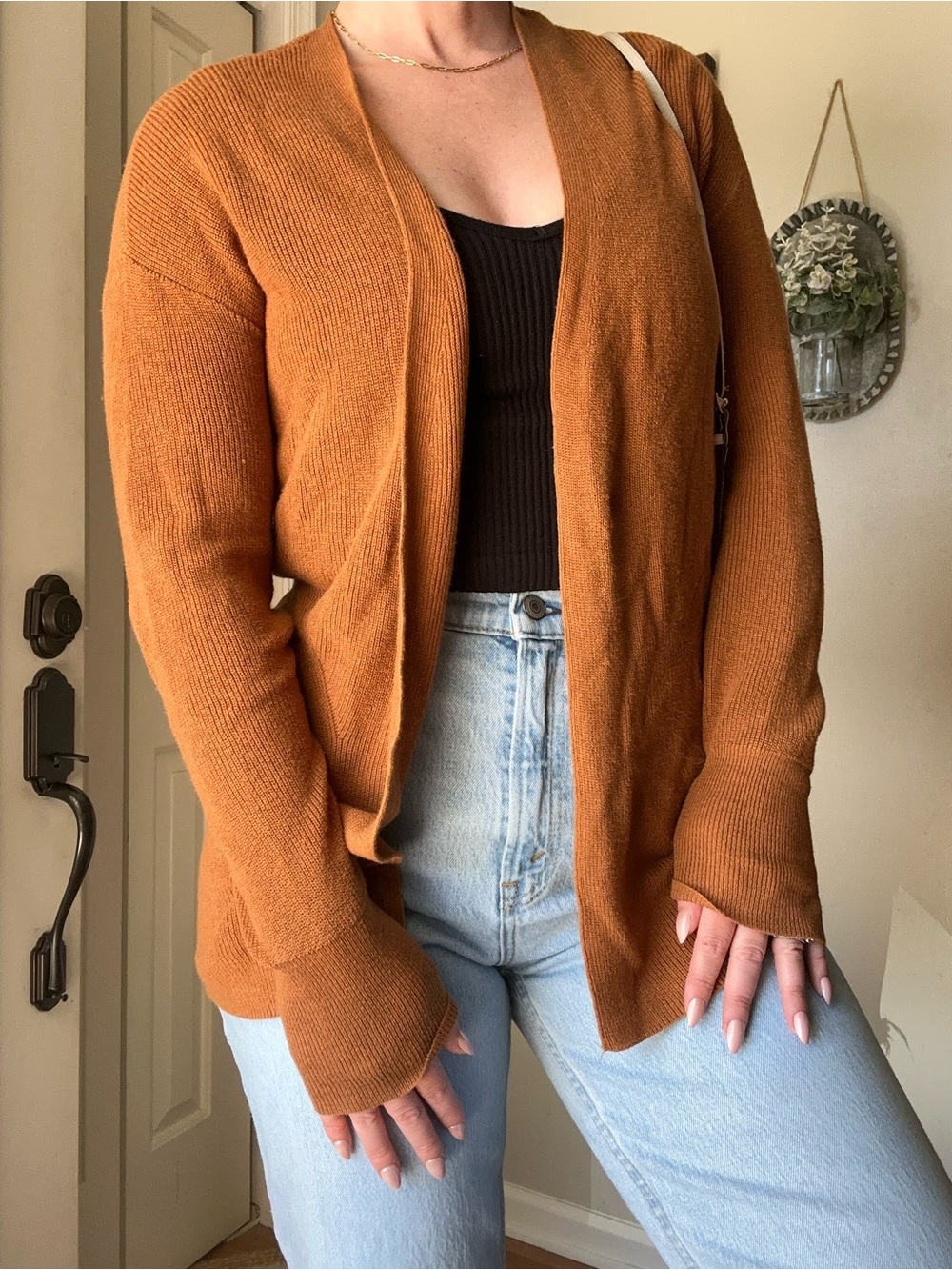 a new day Open-Front Rust Orange Knit Cardigan